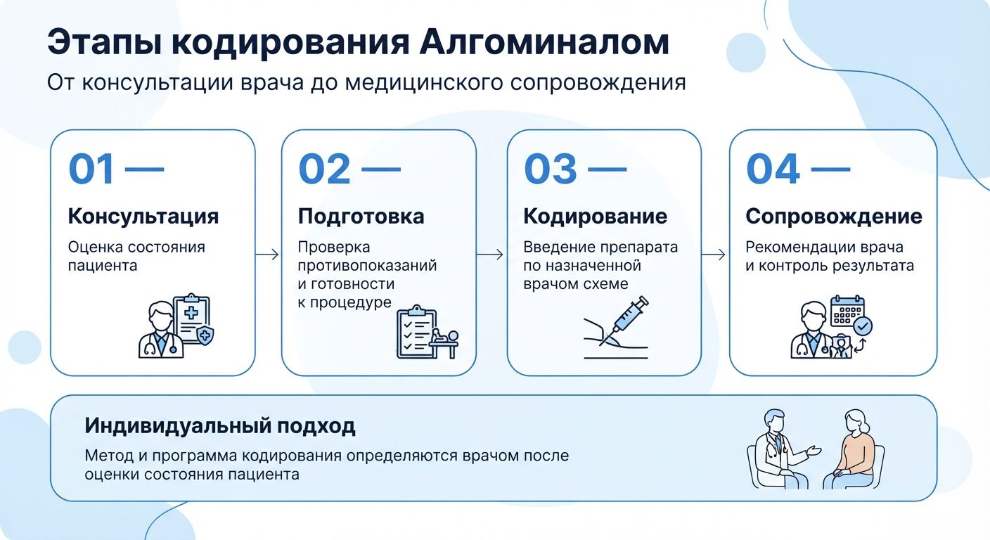 Кодирование препаратом «Алгоминал» в Аксае инфографика